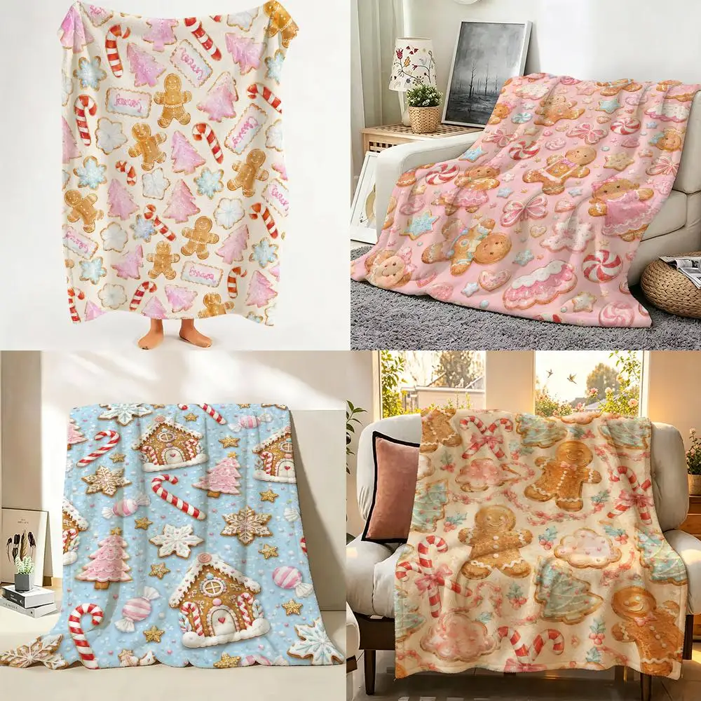 Christmas Throw Blanket - 甘いピンクのクリスマス柄スローケットは、ソファ、リビングルーム、寝室に適しており、暖かく柔らかいです。