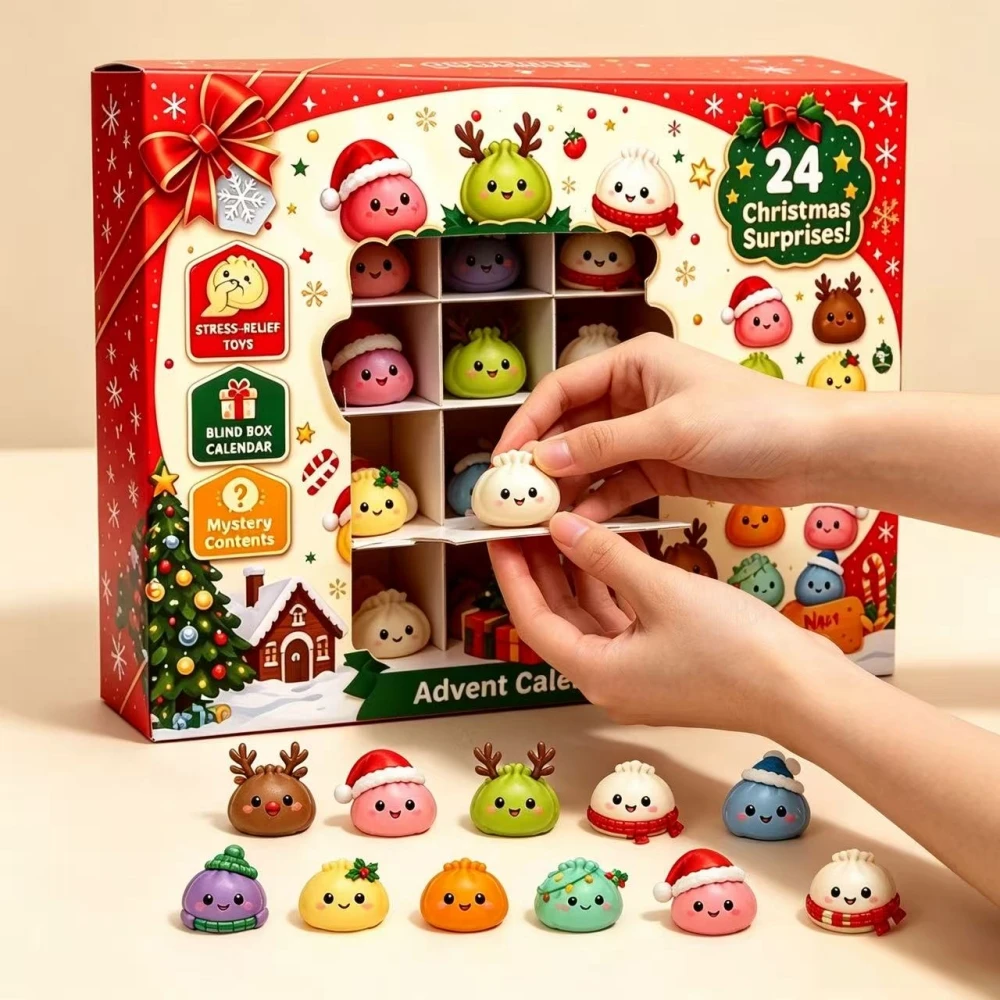 Advent Calendar Gift - かわいい餃子アドベントカレンダー2026、24日間クリスマスカウントダウン、サプライズおもちゃ、かわいいストレス解消グッズ、ホリデーギフト