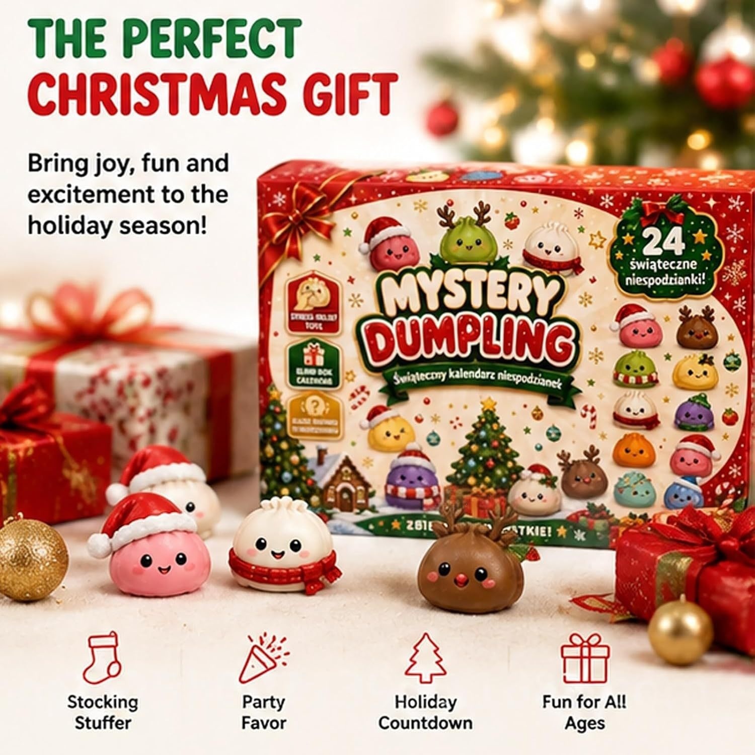Advent Calendar Gift - クリスマスアドベントカレンダー 24個入りサプライズブラインドボックス ソフトスクイーズフィジェットトイ ストレス解消感覚玩具 クリスマスカウントダウンギフト