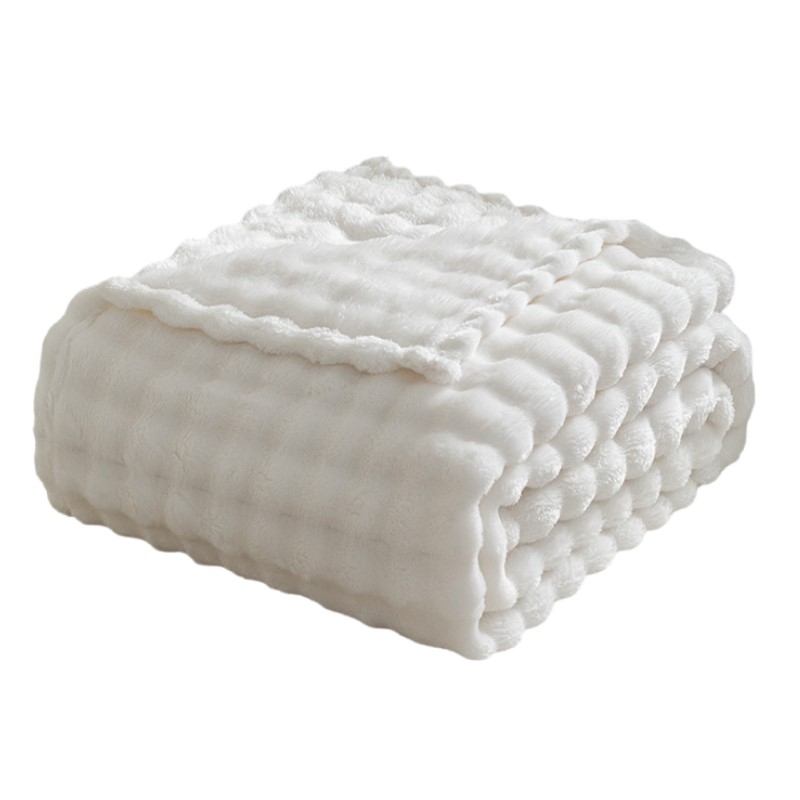 Christmas Throw Blanket - 3Dバブルホワイトプラッシュブランケット、テクスチャードフランネルフリーススロープレイド、柔らかく暖かい居心地の良いブランケット、ソファ用クリスマスプレゼント、スローブランケット