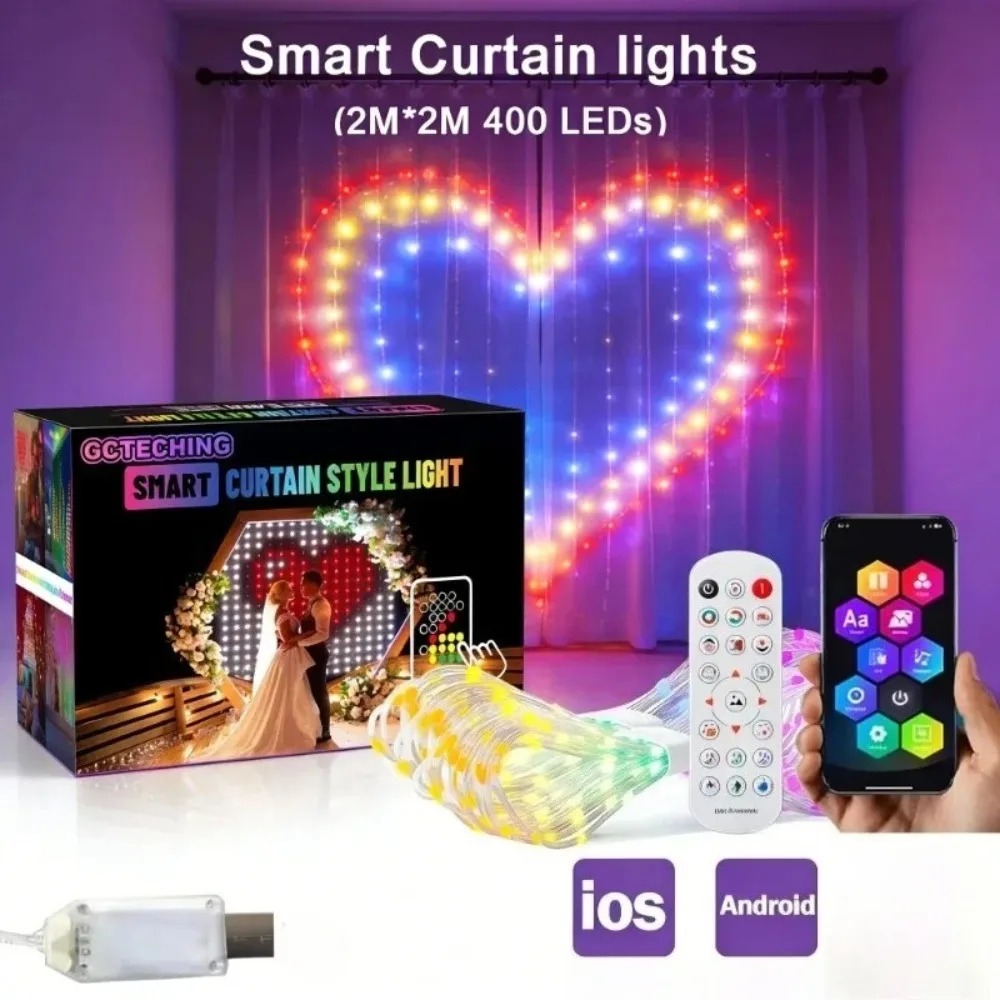 屋外用LEDピクセルカーテンライト ブルートゥースアプリ ス - Christmas Lights Outdoor のレビューと価格