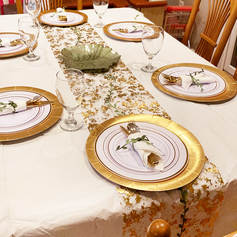 ピンクゴールドの結婚式のテーブルランナー,メタリックメッシュ - Christmas Table Runner のレビューと価格