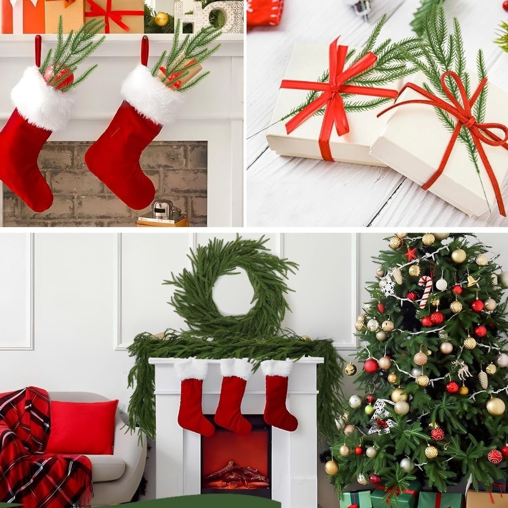10 個のクリスマス人工ノーフォーク松の枝プラスチックグリー - Christmas Wreath Fake のレビューと価格