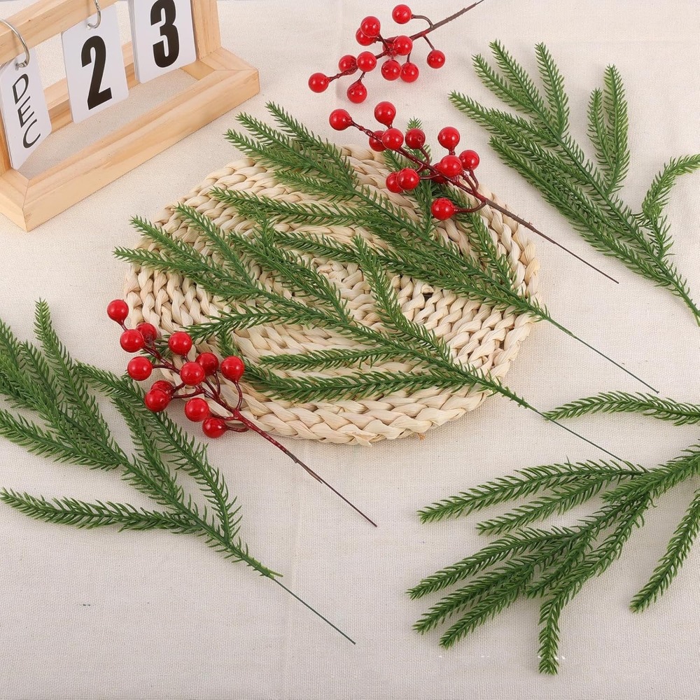 10 個のクリスマス人工ノーフォーク松の枝プラスチックグリー - Christmas Wreath Fake のレビューと価格