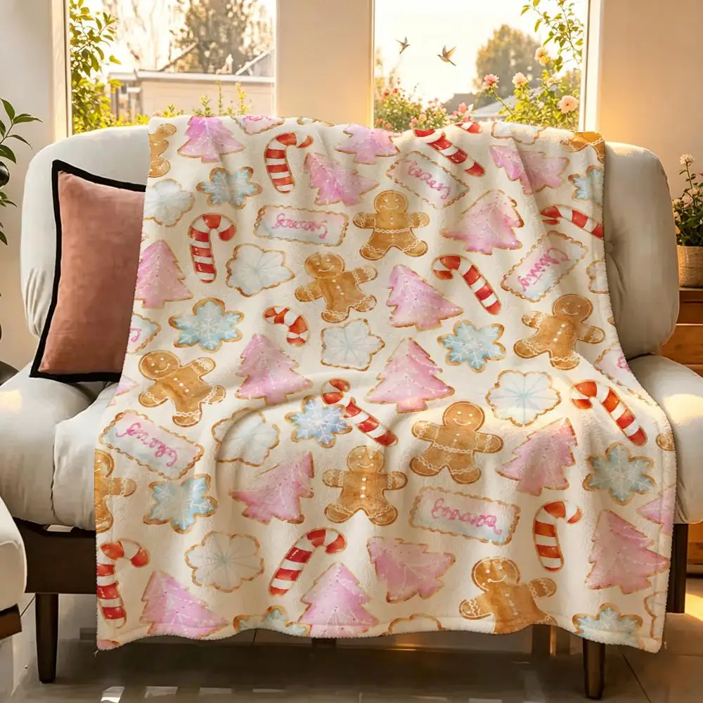 甘いピンクのクリスマス柄スローケットは、ソファ、リビングルー - Christmas Throw Blanket のレビューと価格