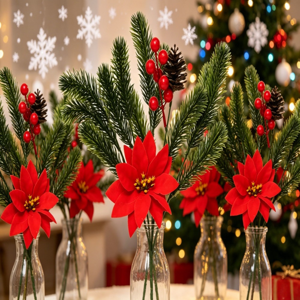 人工クリスマスグリーン植物、赤いベリー付きのフェイクパインユ - Christmas Tree Artificial のレビューと価格