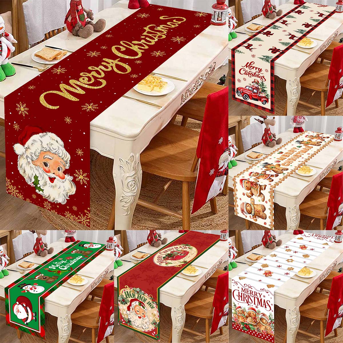 クリスマスサンタクロースポリエステルテーブルランナー、ドレッ - Christmas Table Runner のレビューと価格