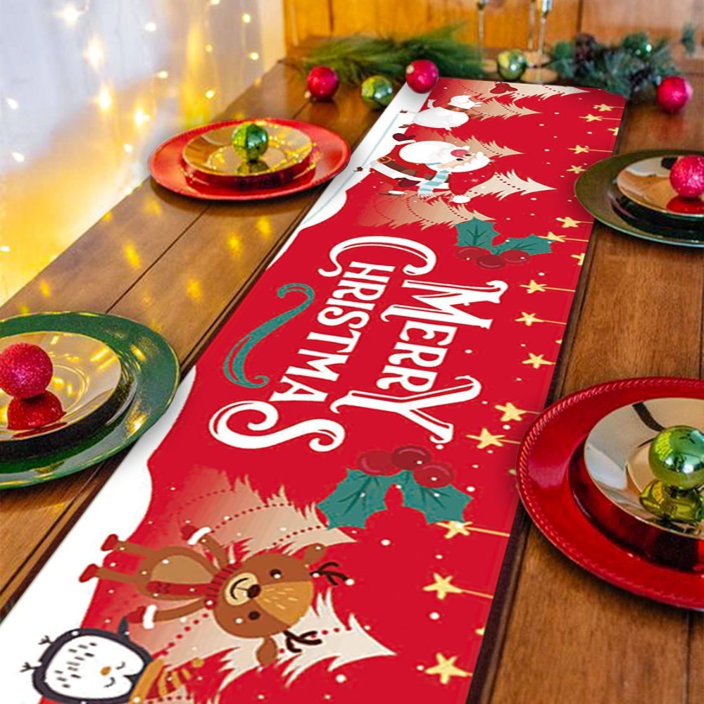 クリスマスをテーマにしたテーブルランナー。サンタクロースや雪 - Christmas Table Runner のレビューと価格