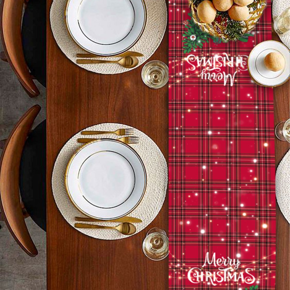 クリスマスをテーマにしたテーブルランナー。サンタクロースや雪 - Christmas Table Runner のレビューと価格