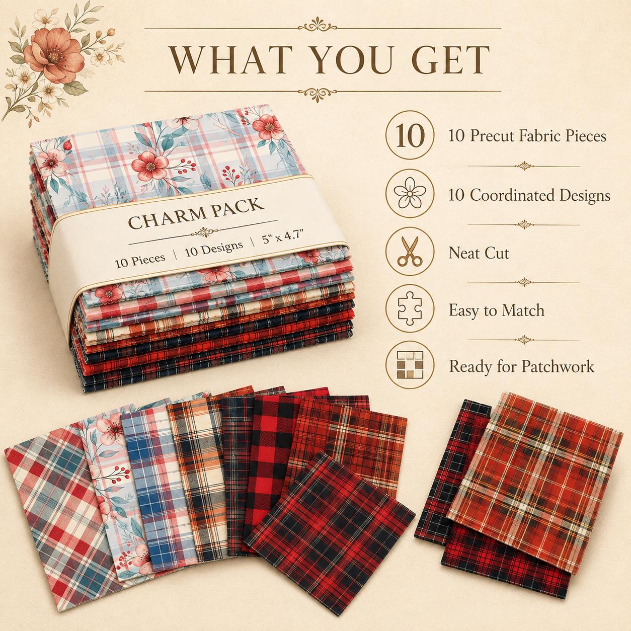 プレカット10枚セット クリスマスチェック柄シリーズ フラワ - Christmas Throw Blanket のレビューと価格