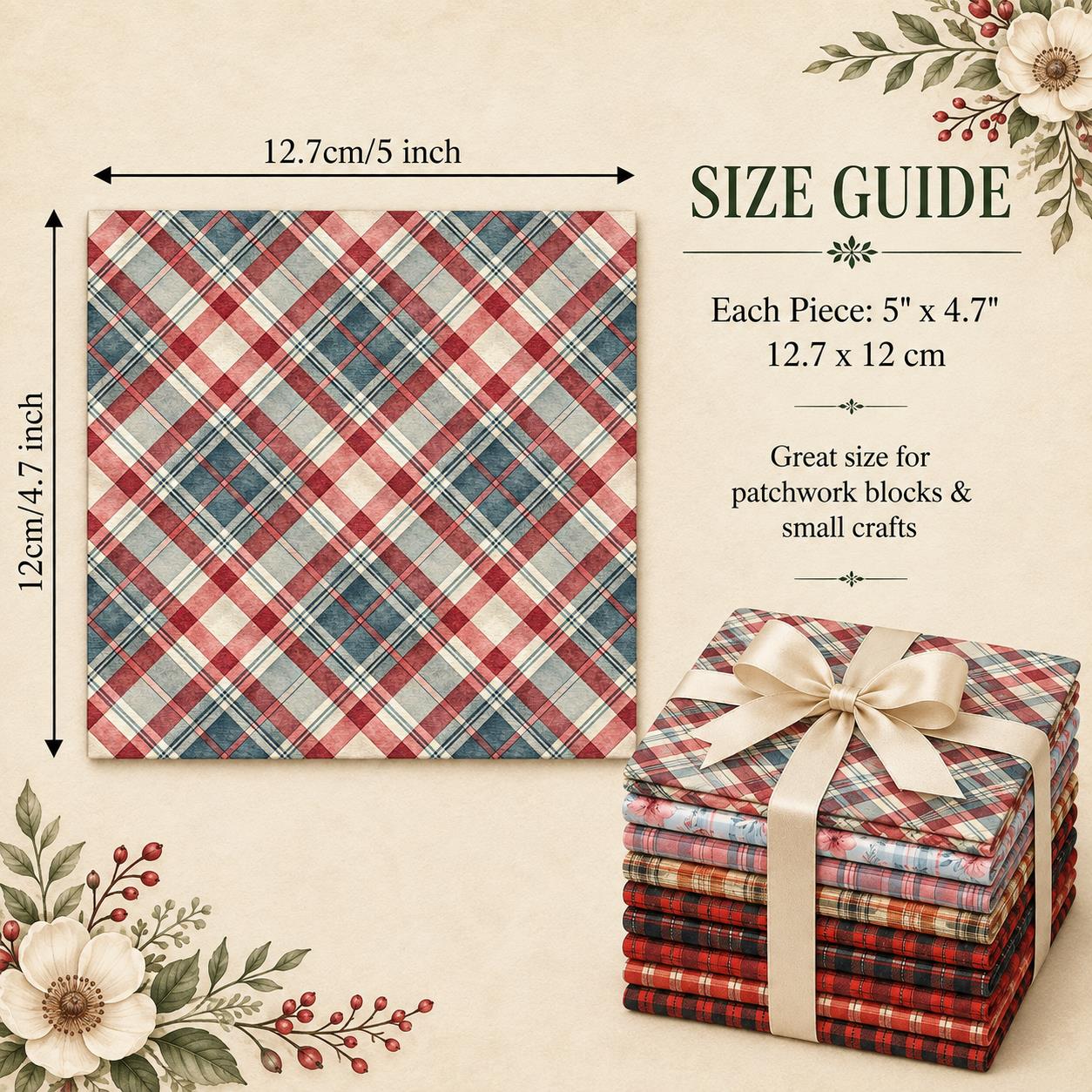 プレカット10枚セット クリスマスチェック柄シリーズ フラワ - Christmas Throw Blanket のレビューと価格