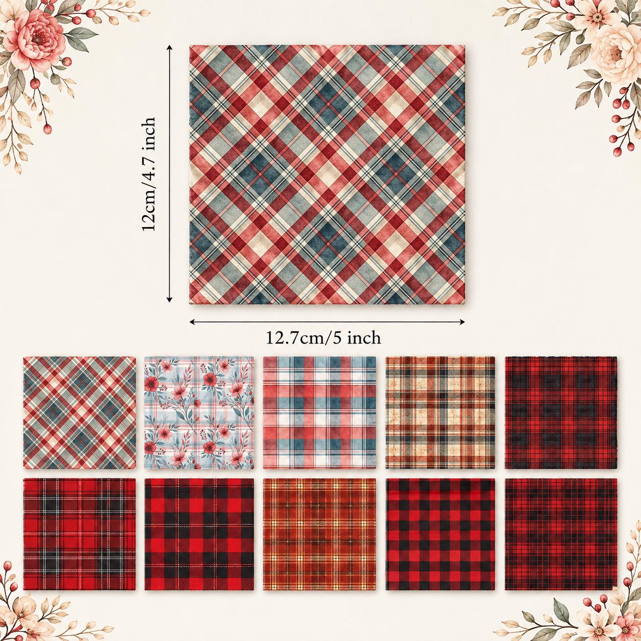 プレカット10枚セット クリスマスチェック柄シリーズ フラワ - Christmas Throw Blanket のレビューと価格
