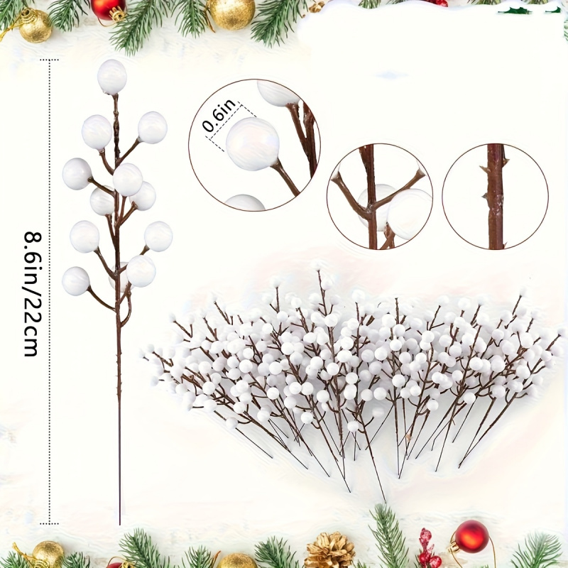 24個の造花ベリーの茎の枝 - クリスマスツリーリース用の茶 - Christmas Tree Artificial のレビューと価格