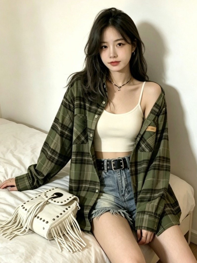 チェック柄シャツ女性レトロターンダウンカラーブラウスオールマ - Christmas Throw Blanket のレビューと価格