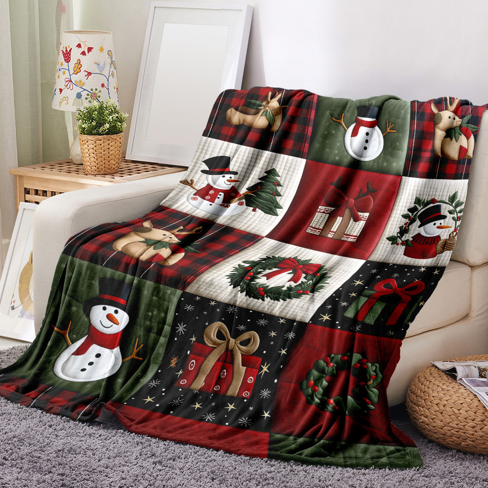 クリスマスキルトパッチワークブランケット - お祭りの雰囲気 - Christmas Throw Blanket のレビューと価格