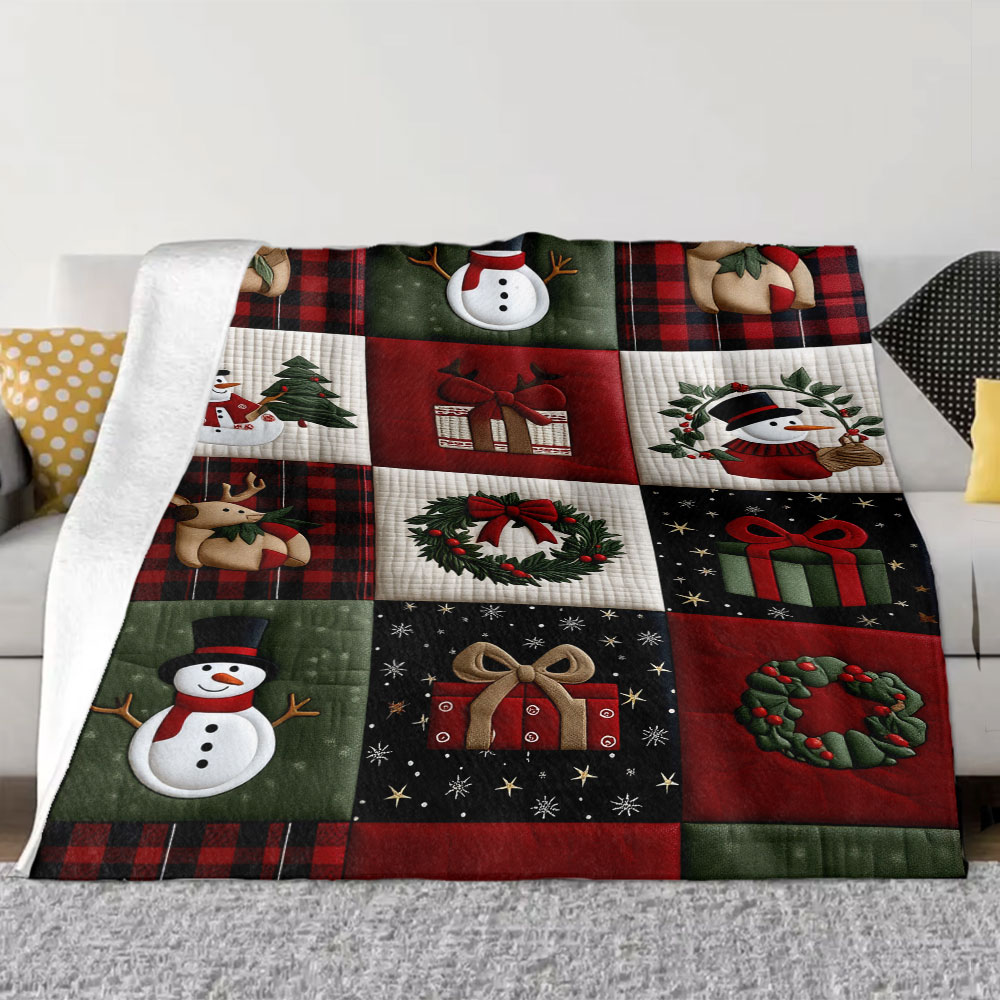 クリスマスキルトパッチワークブランケット - お祭りの雰囲気 - Christmas Throw Blanket のレビューと価格